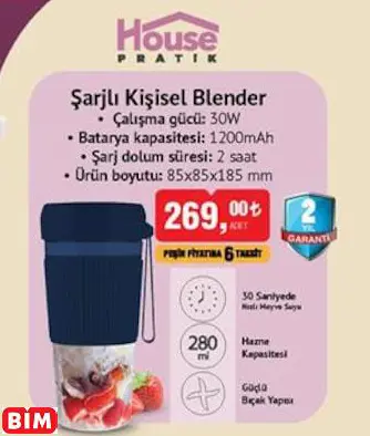 HOUSE PRATİK ŞARJLI KİŞİSEL BLENDER